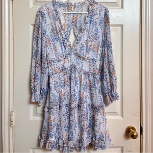 Floral Plunging V-neck Dress
